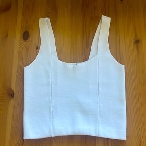 White Abercrombie Sweater Corset Strap Crop Top
